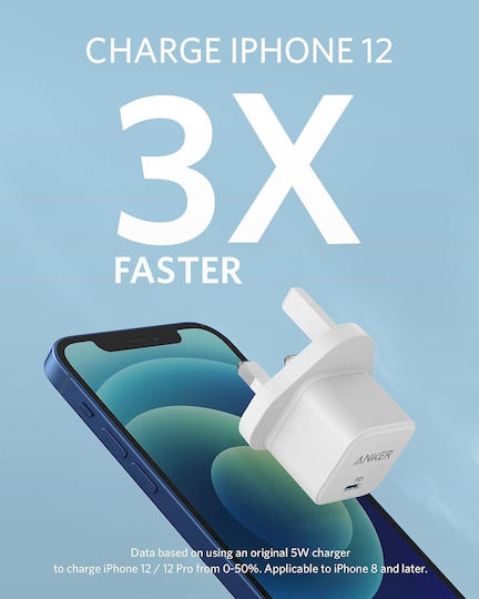 Anker Ladegerät mit Integriertem Kabel und USB-C-Anschluss 20 W Weiß (PowerPort III Cube)
