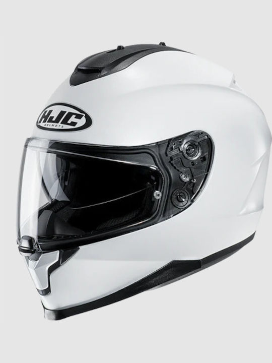 C70N Solid Pearl White Мотоциклетна Каска Full Face ECE 22.06 със Sunvisor