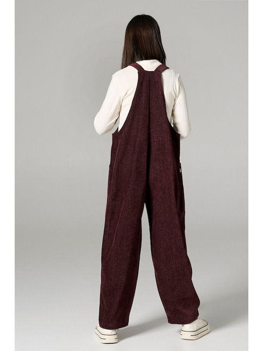 Kids' Burgundy Denim Dungarees