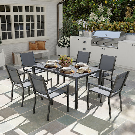 7-Piece Outdoor Dining Set Grey 7-Piece Outdoor Dining Set Grey