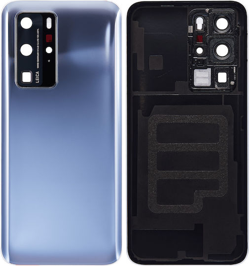 Задно стъкло за капак и камера за Huawei P40 Pro, огледално сребристо