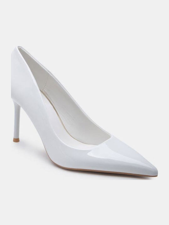 Pointed Toe High Heel Pumps White Patent Leather