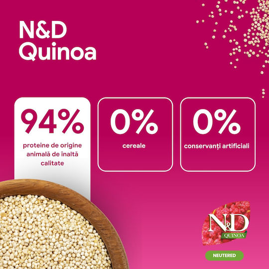 Quinoa 1,5 kg Hrană Uscată pentru Câini Adulți de Rase Mici cu Rață