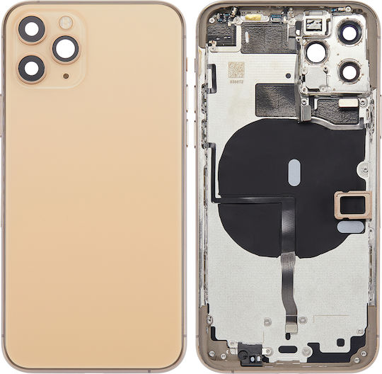 Back Housing W Small Components Pre-installed Iphone 11 Pro No Logo Aftermarket Plus Gold
