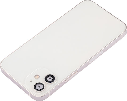Заден корпус с малки части за iPhone 12 mini, американска версия, неоригинален, бял, Plus