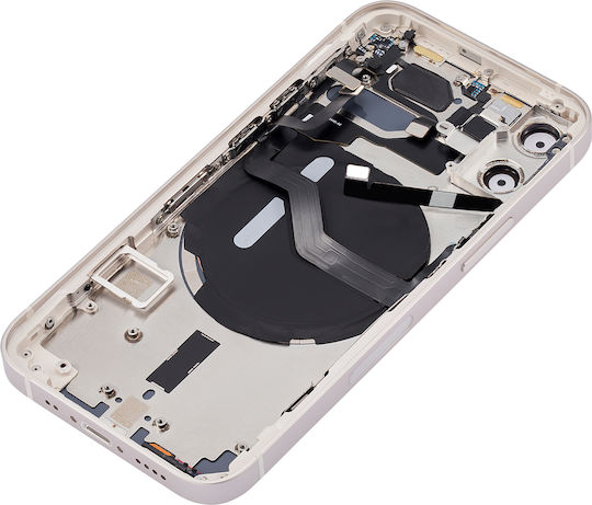 Заден корпус с малки части за iPhone 12 mini, американска версия, неоригинален, бял, Plus
