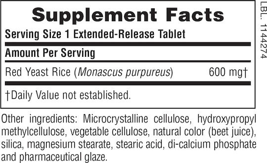 Nature's Plus Herbal Actives Plus Red Yeast Rice Extended Release 30 Vegetable Capsules