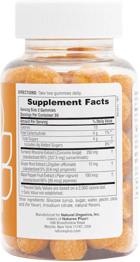 Nature's Plus Turmeric Curcumin with Ginger & Black Pepper 250mg 60 Gummies