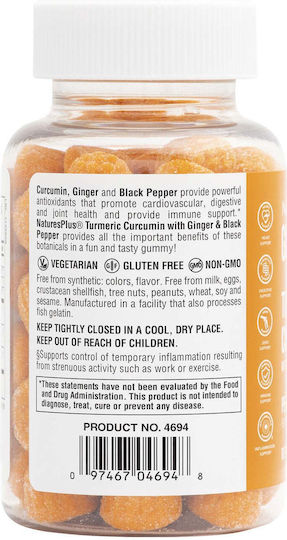 Nature's Plus Turmeric Curcumin with Ginger & Black Pepper 250mg 60 Gummies