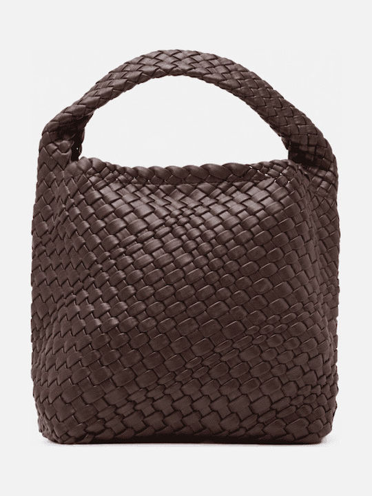 Braune Damen-Schultertasche aus Stoff