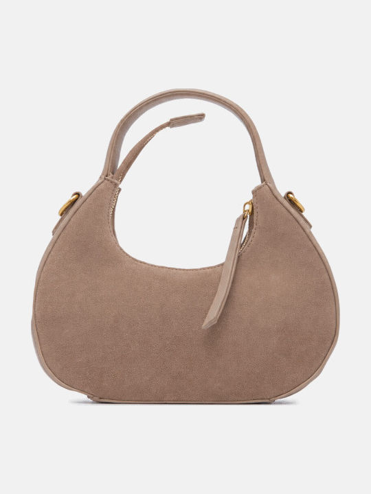 Beige Damen-Stoffhandtasche / Crossbody-Tasche
