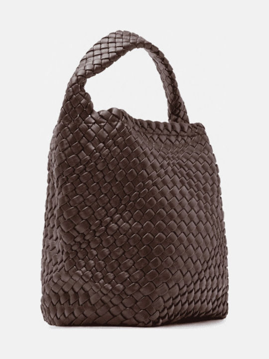 Braune Damen-Schultertasche aus Stoff