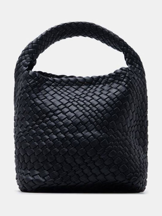 Schwarze Damen-Schultertasche aus Stoff