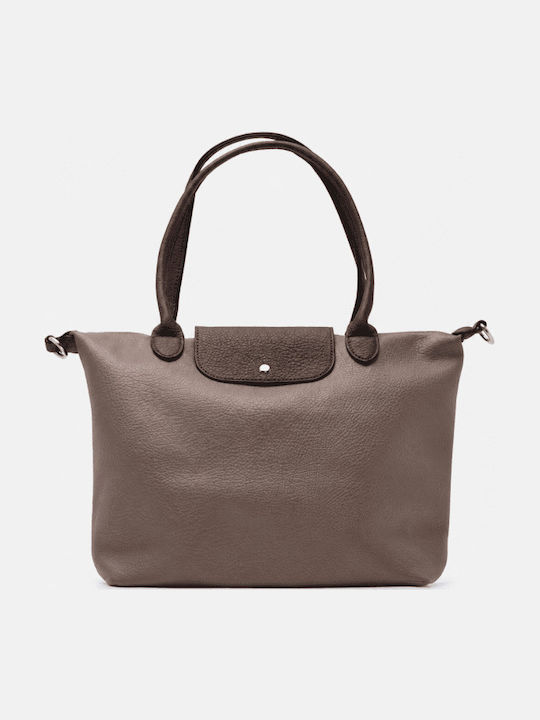 Beige-dunkle Damen-Schulter-/Handtasche aus Stoff