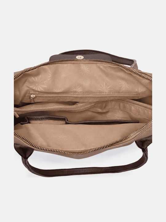 Beige-dunkle Damen-Schulter-/Handtasche aus Stoff