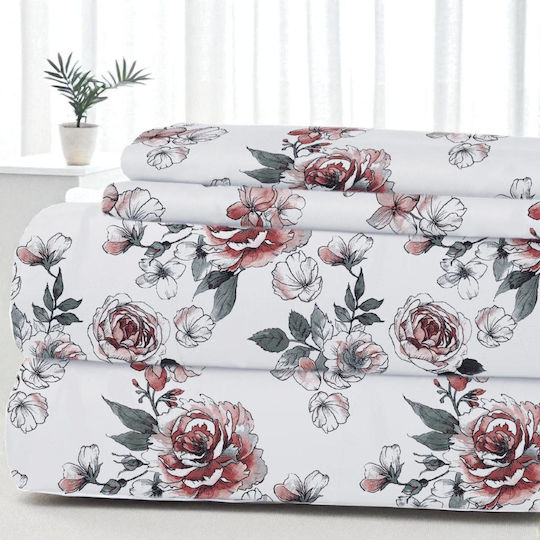 Olia Home Cearceaf de Pat Super Dublu 240x260 cm Floral 050