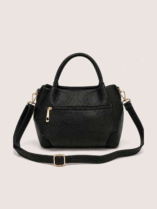 Schwarze Damen-Stofftasche zum Tragen in der Hand oder als Crossbody