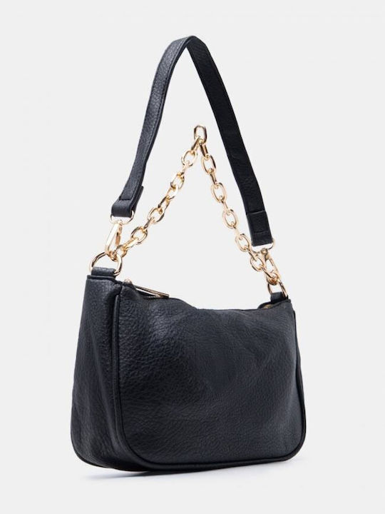 Schwarze Damen-Schultertasche aus Stoff