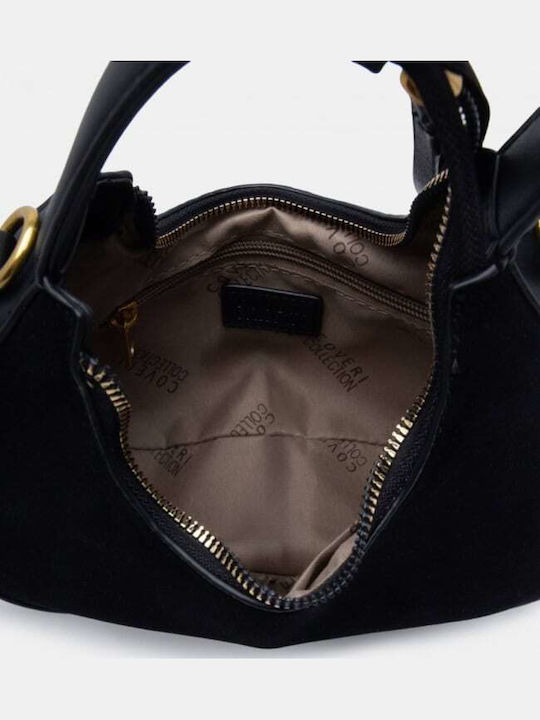 Schwarze Damenhandtasche aus Stoff / Crossbody-Tasche