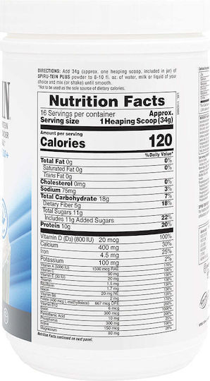 Spiru-Tein Plus Shake Gluten Free with Flavor Vanilla 544gr