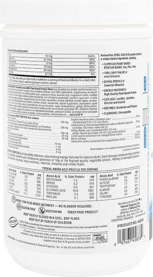 Spiru-Tein Plus Shake Gluten Free with Flavor Vanilla 544gr