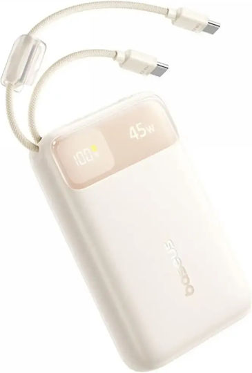 Baseus EnerFill FC11 Външна батерия 20000mAh 45W с USB-A порт и USB-C порт с Power Delivery / Quick Charge в Бежов Цвят