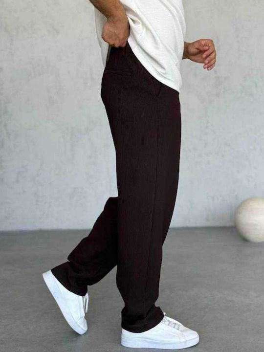 Men's Loose Fit Brown Trousers