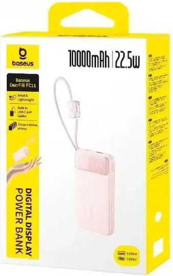 Baseus EnerFill FC11 Външна батерия 10000mAh 22.5W с USB-A и USB-C портове Power Delivery / Quick Charge Розова
