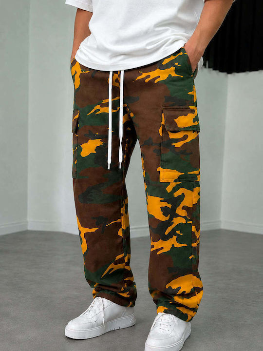 Men's Cargo Loose Fit Trousers Dark Yellow