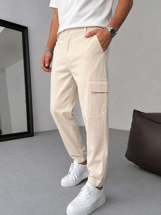Men's Cargo Trousers Loose Fit Beige