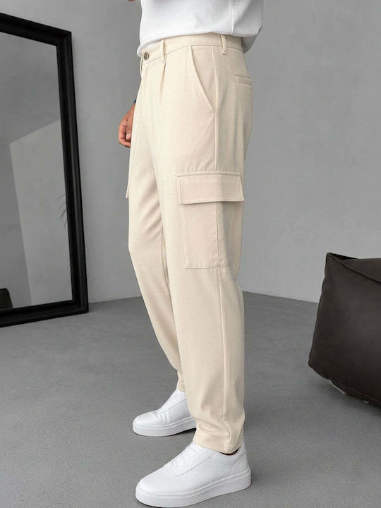 Men's Cargo Trousers Loose Fit Beige
