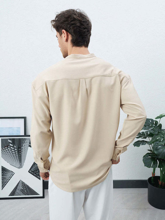 Long Sleeve Shirt in a Loose Fit Beige
