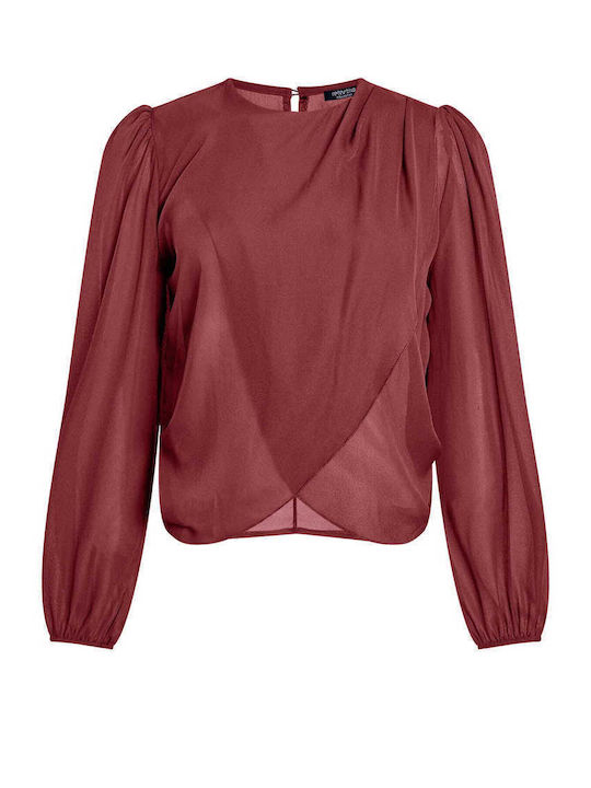 Celestino Bluza Damă Krouazé Cu Pliseuri Loose Fit Bordo