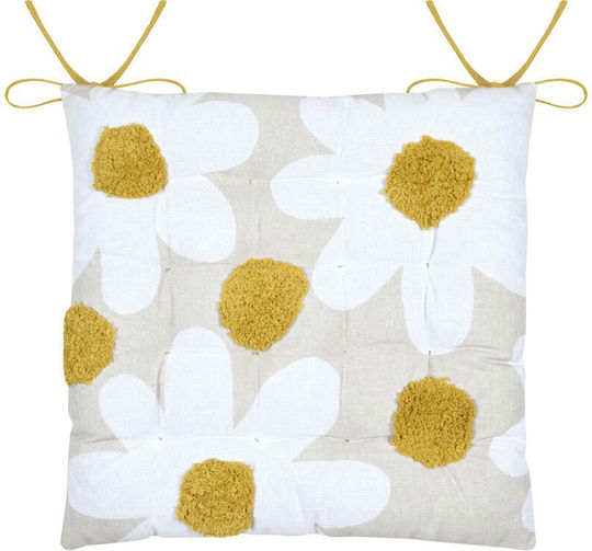 Camille Mustard Garden Chair Cushion 38x38 cm