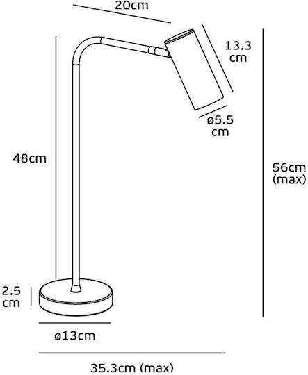 VK Lighting Подова Лампа В56.2xД35.3см с Фасунга за Крушка GU10 Черна VK Lighting Подова Лампа В56.2xД35.3см с Фасунга за Крушка GU10 Черна