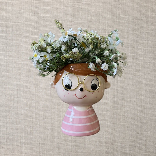 JK Home Decoration Kid's Head Саксия Керамика Многоцветен