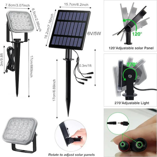 Fos me Set 2 Eingesteckte Solarleuchten 4W mit Warmes Weiß Licht 3000K IP65