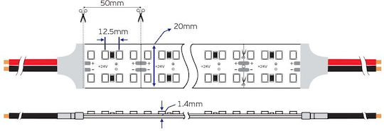 VK Lighting LED Strip 24V Warm White Light 5m Type SMD2835