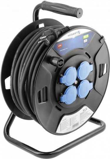 Högert Удължителен кабел на ролка с кабел 30м Waterproof Черен
