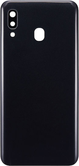 Capac Spate din Sticlă cu Lentilă pentru Cameră Samsung Galaxy A30 A305 2019 Aftermarket Plus Negru