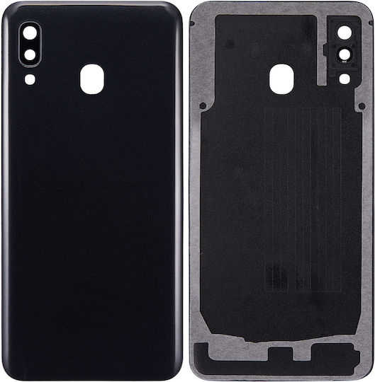 Capac Spate din Sticlă cu Lentilă pentru Cameră Samsung Galaxy A30 A305 2019 Aftermarket Plus Negru