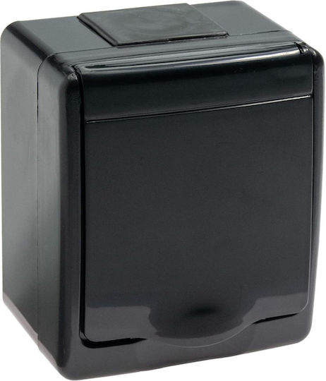 PAWBOL Single Power Socket Waterproof with Lid Black