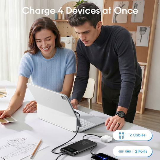 Veger W2085S Powerbank 20000 mAh 45 W mit USB-A- und USB-C-Anschluss, Power Delivery, Schwarz