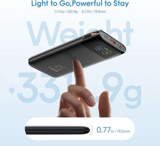 Veger W2085S Powerbank 20000 mAh 45 W mit USB-A- und USB-C-Anschluss, Power Delivery, Schwarz