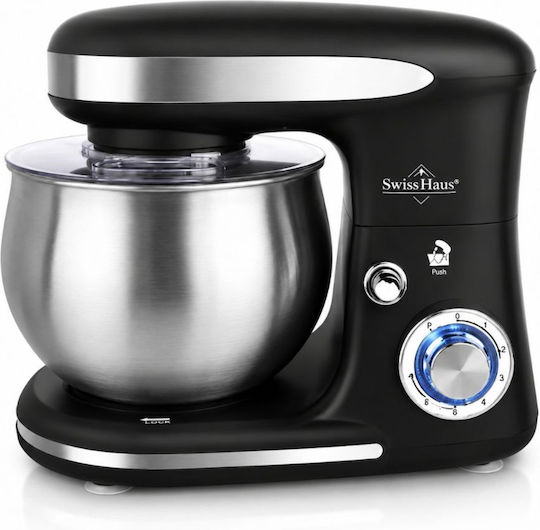 Küchenmaschine 1300 W mit Rostfreier 5-l-Edelstahlschüssel Schwarz