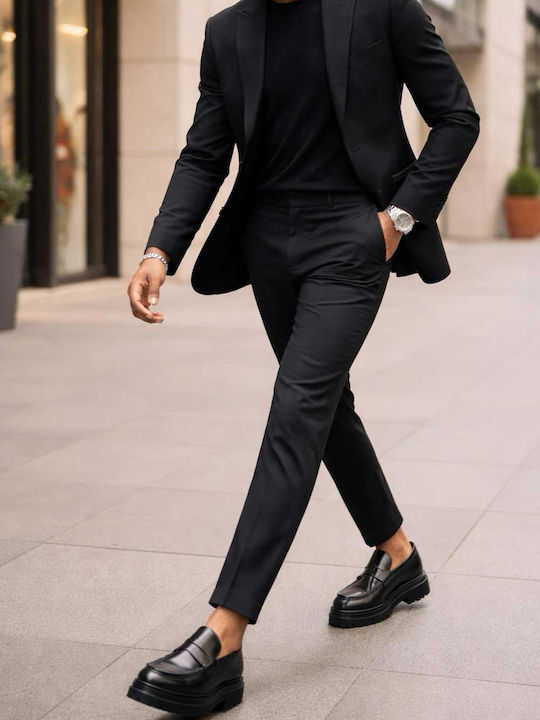 Leather Men's Moccasins in Black