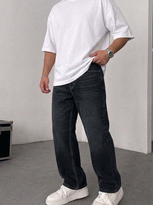 Мъжки дънки със свободна baggy кройка, черни, избелени