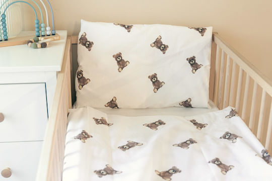 Sensillo Baby-Bettwäsche-Set mit Kissenbezug Teddy Beige 100 x 135 cm