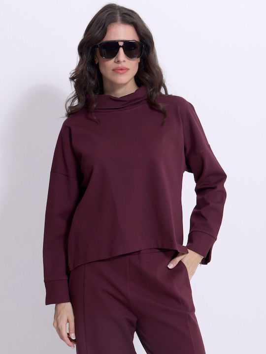 Women's Burgundy Turtleneck Blouse