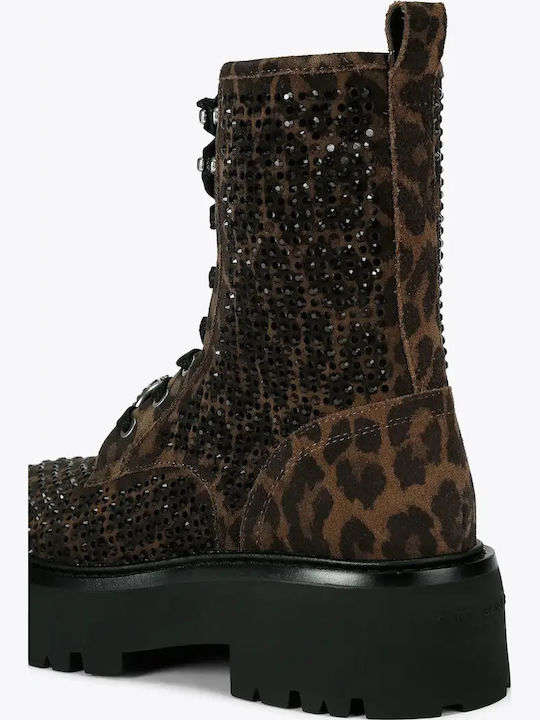 Wildleder Damen-Kampfstiefel Braun Wildleder